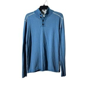 Sundance‎ Blue Highland Stitch Henley Pullover Sweater Men's Size Large #ST8-5